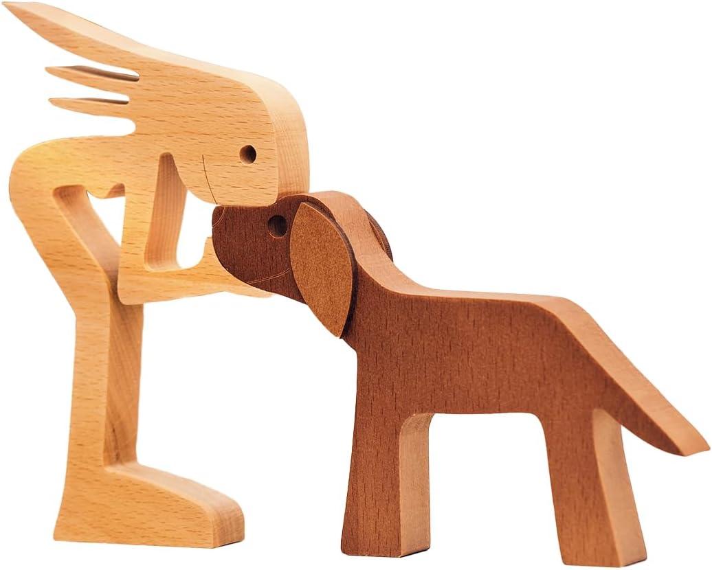 Pawfect House Wooden Sculpture - The Love Between You & Your Fur-Friend - Dog Loss Sympathy Gift - In Loving Memory Gifts Dog Passing Away Gifts - Cat Memorial Gifts - Wooden Pet Carvings (Woman With Dog)