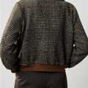 SOLY HUX Women's Elegant Jackets Plaid Button Down Blazer Casual Outerwear (Brown, M)