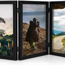 Sintuff 8 x 10 Picture Frames Hinged Fold Photos Frame Collage Vertical with Acrylic Opening Wood Desk Photo Rustic Multiple Desk Family Picture Collage Wedding Supplies(3 Fold Style)