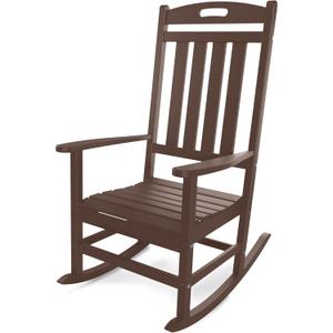 Outdoor Rocking Chair, All-Weather Resistant Poly Lumber Rocker Chair Outdoor, High Back Plastic Patio Rocking Chairs for Outside Porch Rocker Garden Lawn, Mahogany
