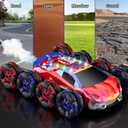 OSIMILY 8WD Remote Control Car,2.4GHz Gesture Sensing RC Stunt Car,Cool Spray Rotation RC Car with Lights and Music,All Terrain Toys for Kids Ages 7 Birthday Gifts for Boys Girls(Red)