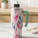 Spring Flowers Art Light Color Vacuum Insulated Tumbler with Lid 40 oz Water Bottle Reusable Coffee Travel Mug Spill Proof Leak Proof for Water, Iced Tea or Coffee