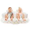 EKEPE Baby Inflatable Seat for Twins Babies 3 Month and Up, Side-by-Side Double Inflatable Floor Chair for Sitting Up with Built in Air Pump, Blow Up Baby Chair for Infants - Twins Bear