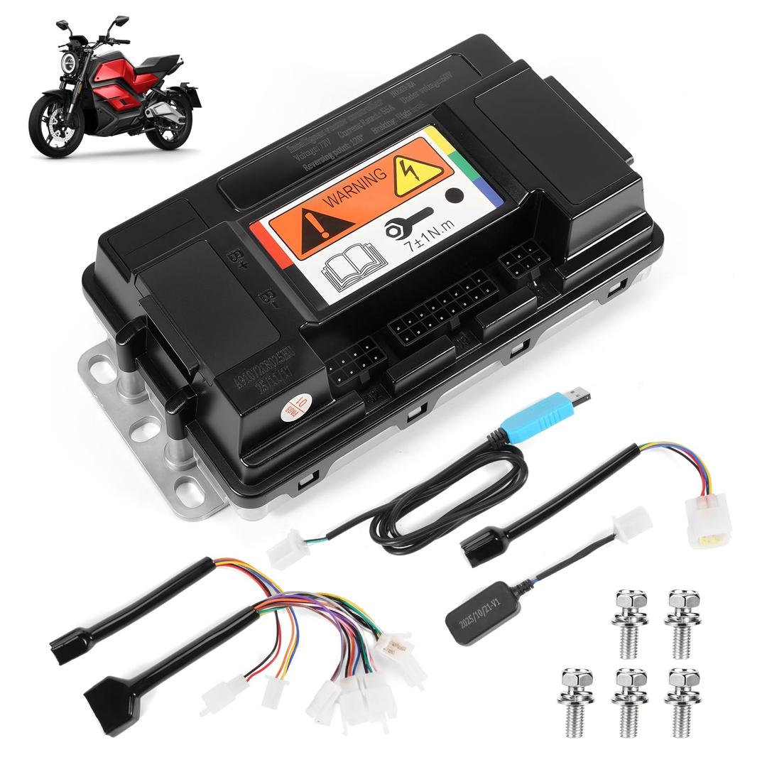 for VOTOL EM50-4 48-72V 72300 Programmable Controller Fit for 400-2000W Electric Scooter Motorcycle QS Motor Control 300A Programmable Sine Wave Controller Scooter Phone External Module