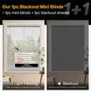 LazBlinds No Tools No Drill Cordless 1" Vinyl Mini Blinds, 100% Blackout Blinds for Indoor Windows, Room Darkening Privacy Window Blinds and Shades for Interior, 31" W x 64" H, Grey