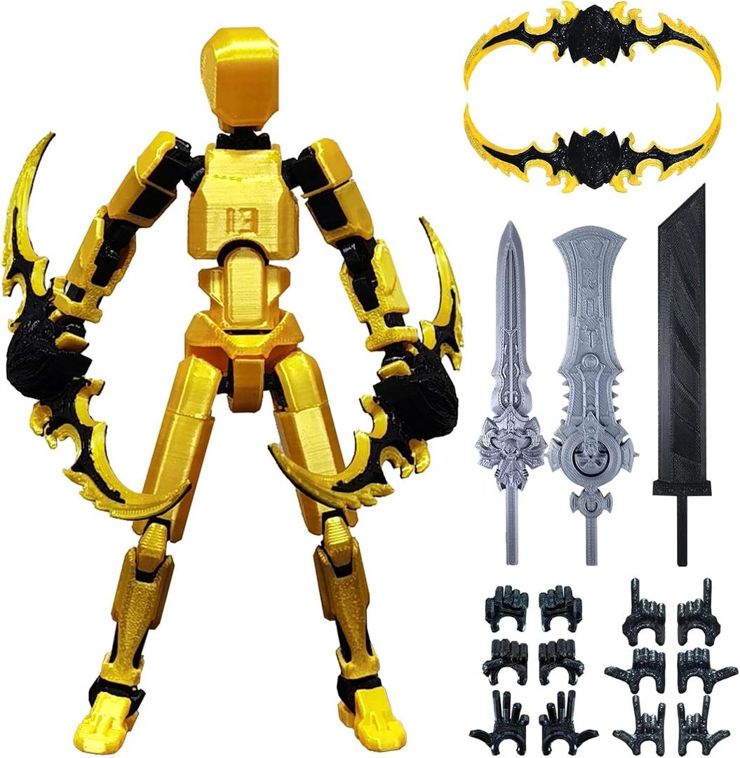 altuco T13 Action Figure Set,Titan 13 Action Figure with Multiple Accessories,Easter Basket Stuffers for Boys (Gold)