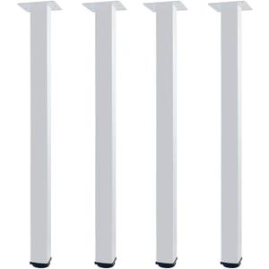 QLLY 27.5 inch / 70cm Adjustable Metal Desk Legs, Square Office Table Furniture Leg, Set of 4 (70 cm, White)