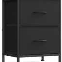 SONGMICS Dresser for Bedroom, Chest of Drawers, Nightstand, Steel, MDF, 2 NonWoven Fabric Drawers, Storage Organizer Unit, Closet, Entryway, Ink Black and Ebony Black ULGS312B01S, 11.8"D x 15.6"W x 20.6"H