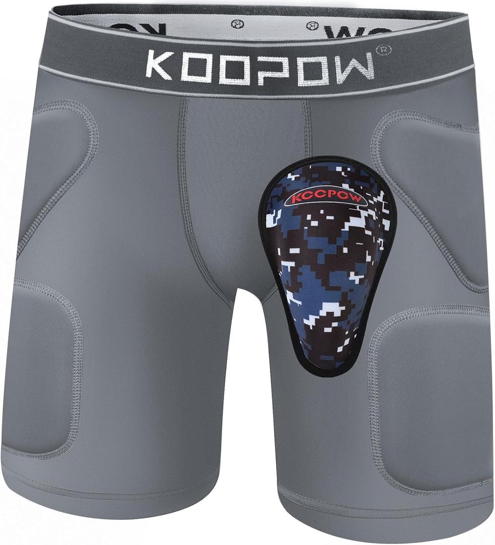 KOOPOW Youth Boys Padded Sliding Shorts Slider Pad (X-Large, Grey)
