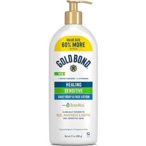 Gold Bond Healing Sensitive Daily Body & Face Lotion with Aloe Moisturizes, Heals & Soothes Dry, Sensitive Skin, Value Size, 21 oz.