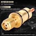 47050000 1/2 Thermo Element Cartridge Valve, Thermostatic Cartridge Compatible with Grohe Tub and Shower Faucet Model 34122, Precision Temperature Control, Brass, Starlight Chrome