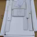 Pamapic Glass Top Vanity Desk with Crystal Handles, 11 Drawers Makeup Vanity with Mirror and Stool, 3 Lighting Modes Dressing Table, Power Outlet, Silent Slides, White (46"*15.7"*56.1")