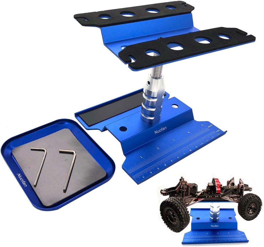Nuofan RC Car Work Stand Aluminum Repair Workstation 360 Degree Rotation Lift Lower w/Screw Tray for 1/8 1/10 1/12 1/16 Scale Traxxas TRX4 Axial Arrma Redcat Losi RC Crawler Monster Truck Buggy