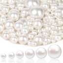 1470PCS Pearls for Crafting, Assorted Sizes Ivory No Hole Pearl Beads,Fake Pearls, Bulk for Floating Candles, Decoration, Vase Filler and Centerpieces
