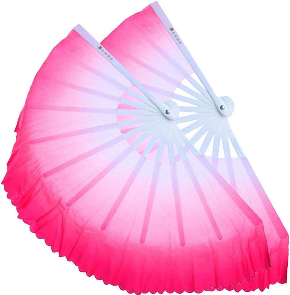 ZooBoo 2Pcs Traditional Chinese Folding Dance Fan - Elegant Taichi Kungfu Performance Accessory (Pink)