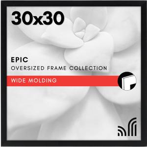 Americanflat 30x30 Picture Frame with Polished Plexiglass - Epic Collection - Square Picture Frame with Engineered Wood - Wide Photo Frames for Wall display - Black
