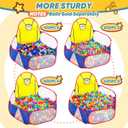 Eocolz Kids Ball Pit Large Pop Up Childrens Ball Pits Tent for Toddlers Playhouse Baby Crawl Playpen with Basketball Hoop and Zipper Storage Bag, 4 Ft/120CM, Balls Not Included (Blue Yellow Red)
