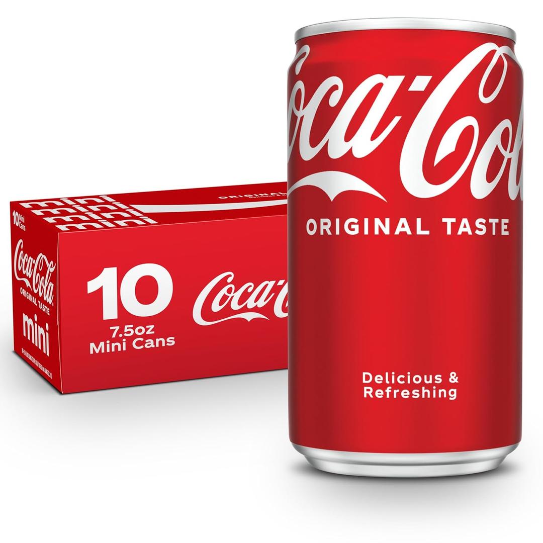 Coca-Cola Soda Soft Drink Fridge Pack Mini Cans, 7.5 fl oz, 10 Pack (BBD - 11/10/2025)