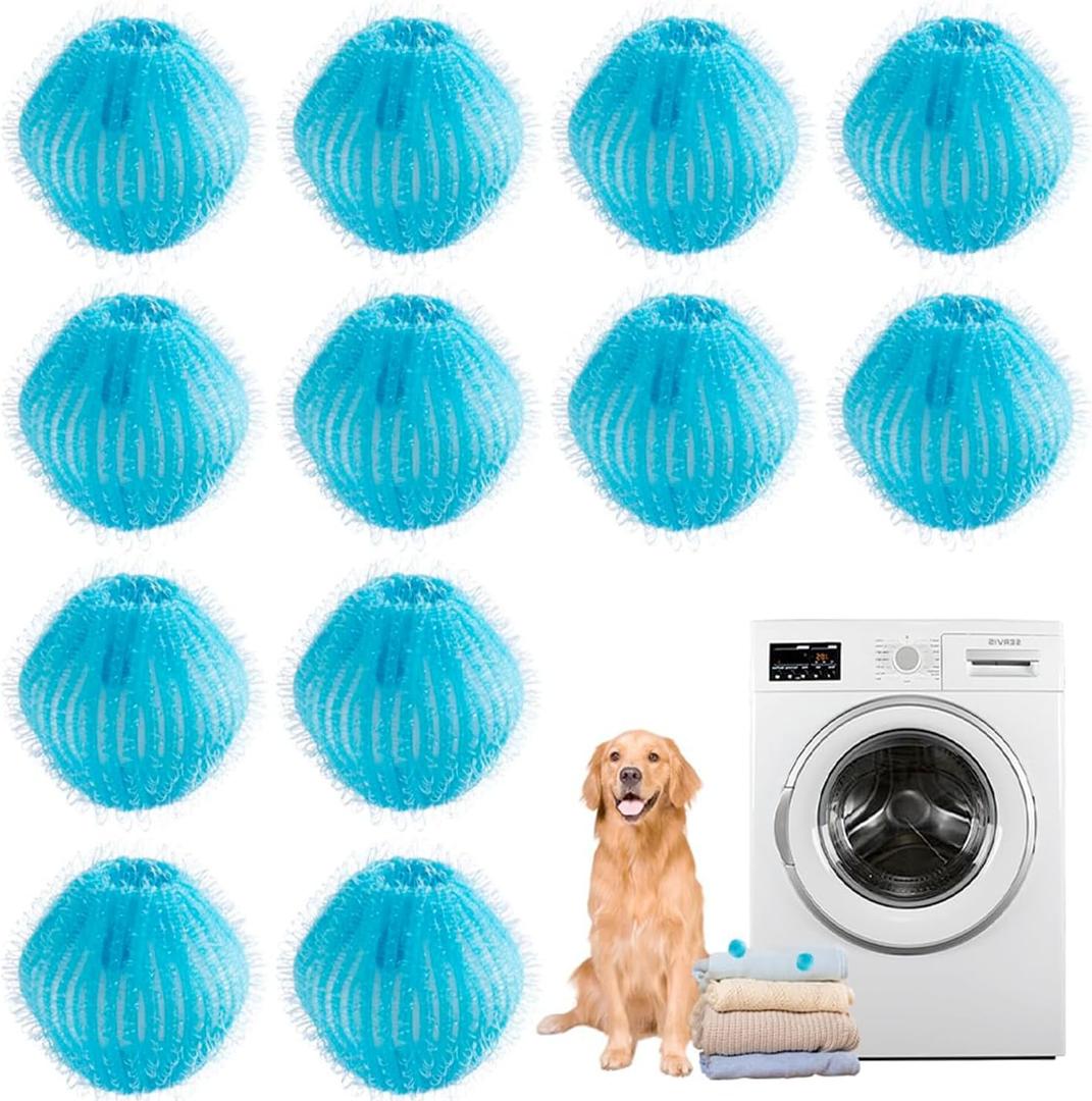 12 PCS Pet Hair Remover for Laundry, Reusable Dog & Cat Hair Catcher for Clothes, Bedding & Washer, Safe on Fabrics, Easy to Use