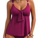 Aleumdr Tankini Swimsuits for Women Two Piece Tummy Control Bathing Suits Modest Ruched High Waisted Swimwears Violet XX-Large