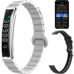 Smart Bracelet Fitness Tracker Heart Rate Monitor Sleep Activity Tracker Step Counter Calories Pedometer Waterproof Slim Thin Health Band for Women Ladies Men, Free App, 2 Bands