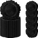100 Pcs Black Charger Plates Bulk 12.6 Inch Plastic Plate Floral Reef Design Round Ruffled Rim Chargers for Dinner Plates for Christmas Thanksgiving Wedding Party Event Supplies