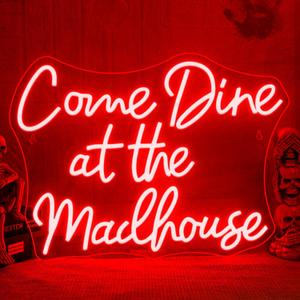 Come Dine at The Madhouse Neon Sign Restaurant Neon Signs for Wall Decor Red LED Night light for Home Bar Gothic Halloween Horror Party Club Man Cave Decoration