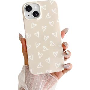 Skyseaco for iPhone 13 Case Cute Love Heart Design Aesthetic Pattern Phone Case for Women Girls Soft Slim TPU Shockproof Phone Cover, Antique