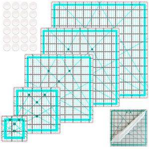 Quilting Rulers(2.5"X2.5", 5"X5", 8.5"X8.5", 10"X10",12"X12"),5 Square Ruler Quilting Templates,Quilting Ruler Acrylic Rulers (Light Blue)