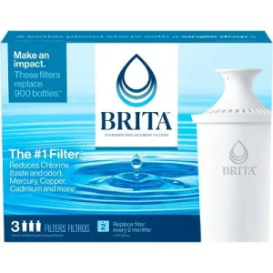 Brita Replacement Water Filters Water Pitchers and Dispensers - 3ct: Reduces Odors, 2-Month Filter Life