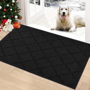 Timo Entryway Rug, Door Mats Indoor 32"x40" Absorbent Rubber Backing Non Slip Indoor Doormat, Machine Washable Resist Dirt Low Profile Front Door Mat, Front Door Rugs for Muddy Wet Shoes, Black