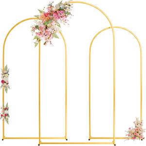 Toolterritary Wedding Arch Backdrop Stand 7.2FT, 6.6FT, 6FT Set of 3 Gold Metal Balloon Arch Stand with Stable Base, Banner Stand, Photography Backdrop, Party, Birthday, Baby Shower Decor
