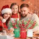 Jexine 12 Pcs Christmas Mason Jar Centerpieces Table Decor with Artificial Snow Pine Cone Red Berry Xmas Wooden Sign for Holiday Farmhouse Home Dining Table Kitchen Tiered Tray Decor