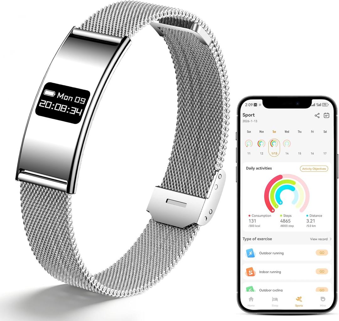 Smart Bracelet for Women Men, Activity & Fitness Trackers/SpO2/Heart Rate/Sleep Stress/1ATM Waterproof,Automatic Monitoring Wearable Fitness Tracker with Free App,2 Bands