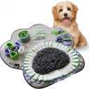 Paw Shaped Snuffle mat 29"x29" for Small, Medium, Big Size Dogs, Cats; Interactive Slow Feeding Sniffing mat for Mental Stimulation, Puzzle Toy for Encourages Natural Foraging Skills