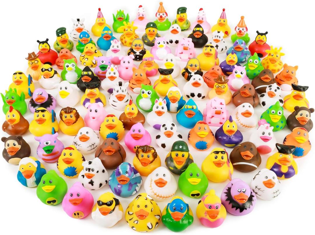 XY-WQ 100 Pack Rubber Duck for Jeeps Ducking - 2.3 Inch Bulk Floater Duck for Kids - Baby Bath Toy Assortment - Party Favors, Birthdays, Bath Time, and More (50 Varieties) XY-WQ 100 Pack Rubber Duck for Jeeps Ducking - 2.3 Inch Bulk Floater Duck for Kids - Baby Bath Toy Assortment - Party Favors, Birthdays, Bath Time, and More (50 Varieties)