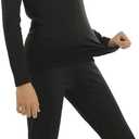 ViCherub Girls Thermal Underwear Set for Kids Long Johns Fleece Lined Base Layer Top & Bottom Cold Winter Thermals (Black, XL)