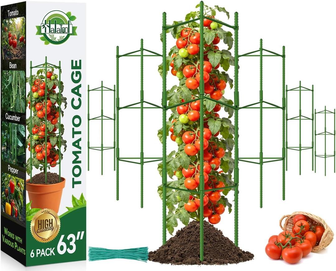6 Pack Tomato Cages for Garden, Up to 48in (4FT) Trellis
Adjustable Garden Stakes Tomatoe Trellis for Pots, Tomatoes Plant Support for Raised Garden Bed & Climbing Vegetables Flowers