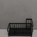 Cisily Sponge Holder for Kitchen Sink, Sink Caddy Organizer with High Brush Holder, Kitchen Countertop Organizers and Storage Essentials, Rustproof 304 Stainless Steel (Black, 9.25)