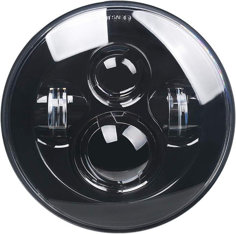 7 Inch LED Motorcycle Headlight Compatible with Harley Davidson Street Glide Accessories Road King Electra Glide Fat Boy Heritage Softail Deluxe Ultra Limited Classic Head Light Headlamp (Black)