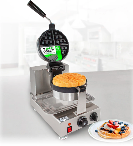 Waffle Maker, Rotating Belgian Waffle Maker, Non-Stick Plate, Removable Drip Tray, Space Saving Storage, Stainless Steel