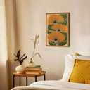 Framed Boho Floral Canvas Wall Art, Vintage Flower Pictures Wall Decor, Abstract Botanical Paintings Prints Maximalist Home Decor for living Room Bedroom Office 16x24 inch