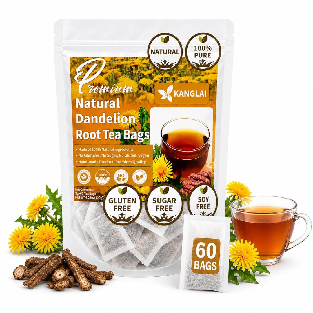 AISDWH Dandelion Root Tea Bags, 60 Count, Caffeine-Free Herbal Tea (EXP 10/31/26)