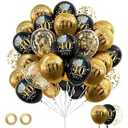40th Happy Birthday Balloons Black and Gold, 60Pcs Pack 12inch Vintage Tasteful Latex Balloon Birthday Party Deocorations Supplies for 40 Year Old Him Her Men Women