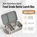 Stainless Steel Bento Lunch Box for Kids,Leak-Resistant Small Snack Box,2 Compartment Lunch Container,Stainless Steel Latch,Compact Metal Lunch Box for School,BPA-Free,Not insulated(Grey)