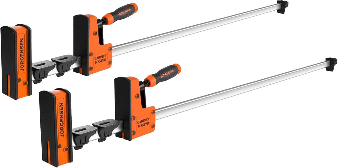 JORGENSEN 36-Inch Parallel Bar Clamp, Heavy-Duty Cabinet Master Clamp for Woodworking Glue-Up, 2200 lbs Force, Quick Release, Spreader Function, 2-Pack