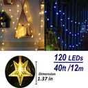 Solhice 40ft Color Changing Star String Lights for Bedroom 120 LEDs, Indoor Hanging Fairy Lights USB Powered, Starry Lights with Remote, Bunk Bed Lights for Kids Room