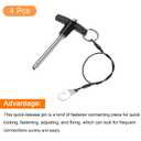 uxcell 4Pcs T Handle Lock Pins, 6mm x 50mm Usage Length Stainless Steel Push-Button Quick Release Pin