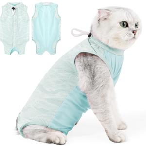 Coppthinktu Cat Recovery Suit Cat Onesie for Cats After Surgery, Breathable Cats Surgery Recovery Suit Female for Abdominal Wounds, Kitten Surgical Suit E-Collar Alternative After Spay Anti Licking, Large