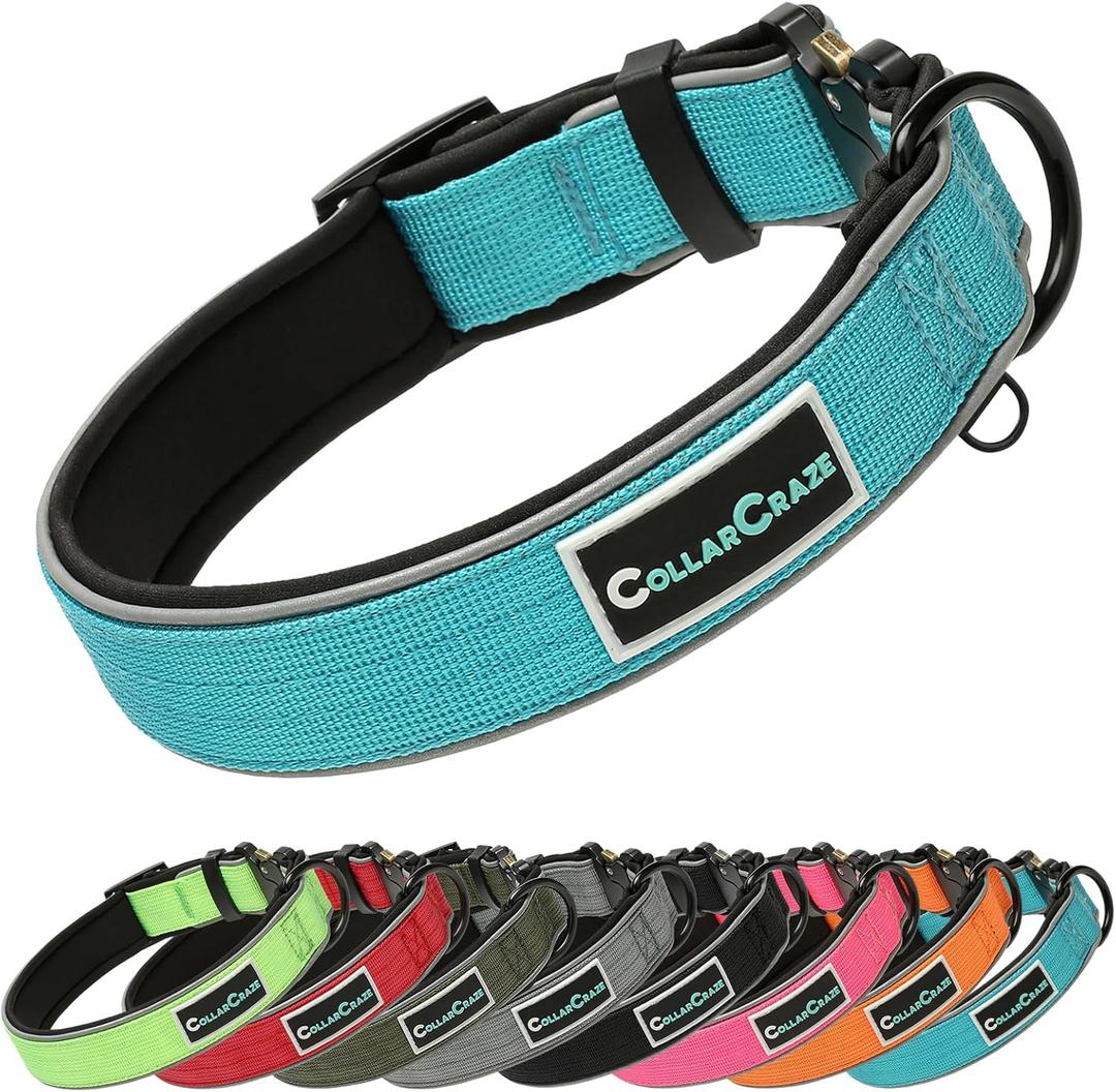 Dog Collar for Small Medium Large Dogs, Reflective, Adjustable Heavy Duty Dog Collar, Soft Neoprene Padded Comfortable for Walking (Blue, M)
